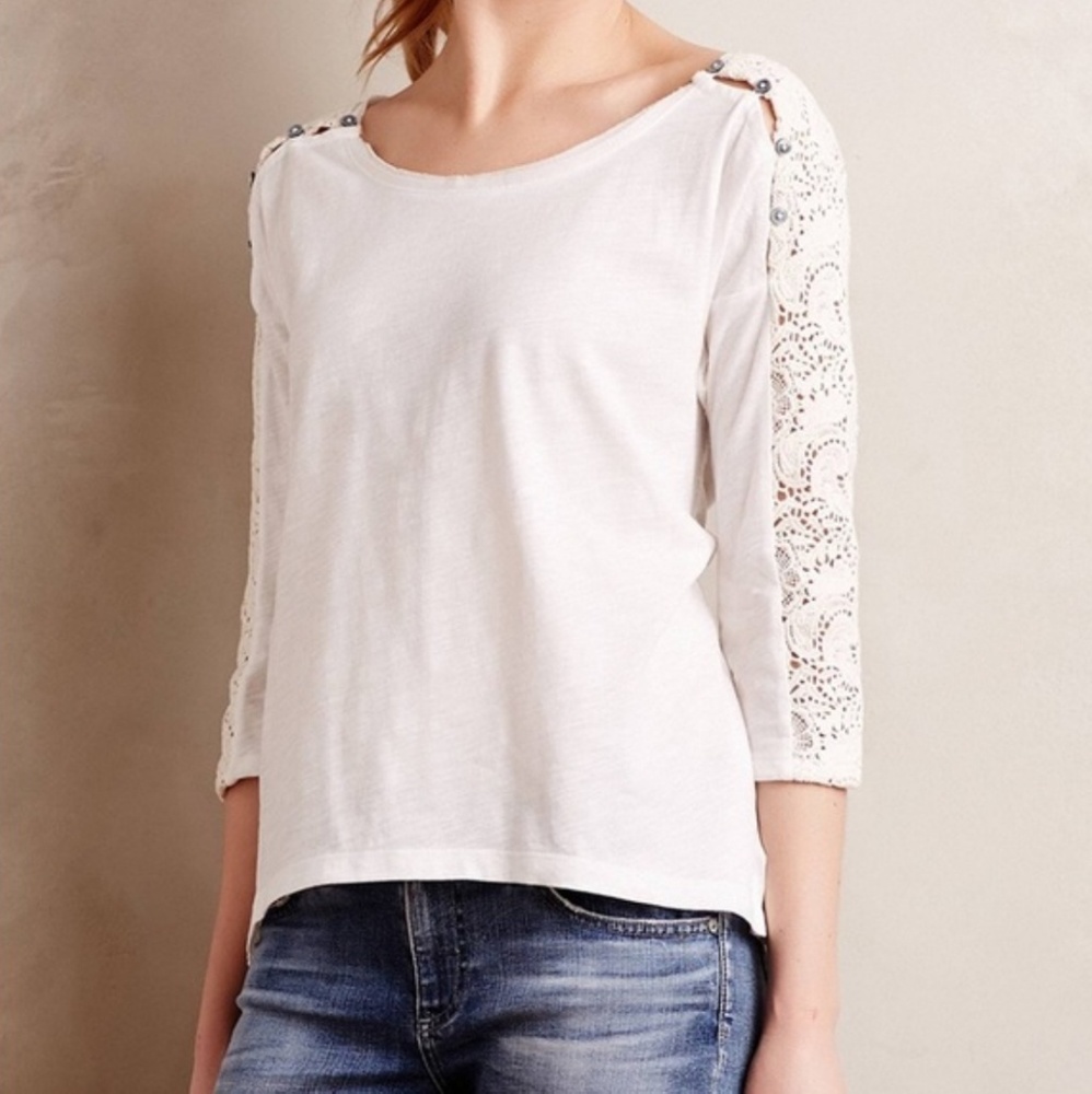 🍬Anthro. little yellow button Mabel knit top S - Picture 2 of 8
